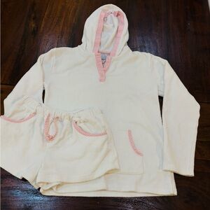 bella bliss Cream and Pink Kids beach cover up Set